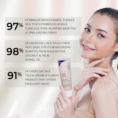 Image of FLiCKA Silk Touch 3 in 1 Moisturizer and Primer for Face | Hydrating, Lightweight, Long-Lasting | Pore Minimizer | Dermatologically Tested | All Skin Types | Makeup Base | 60g | Cruelty-Free (Pack of 1)