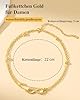 HARJJME Bracelet de cheville pour femme - En argent 925 - Or 925 - Double cœur - Perles - Twist Infinity - Réglable - Pour l'été - Plage - Cadeau, Gold 22+5CM Verstellbar, Bronze, Diamant #3