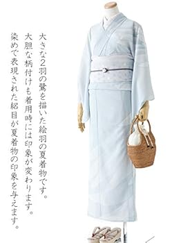 Amazon | [dear-japan] 撫松庵 夏着物 セオアルファ 鷺 オフ白