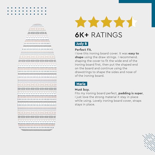 Image of Encasa XO Ironing Board Cover with 3mm Thick Felt Pad for Steam Press (Fits Standard Medium Boards of 112x34 cm) Heat Reflective, Scorch & Stain Resistant, Printed - Aztec