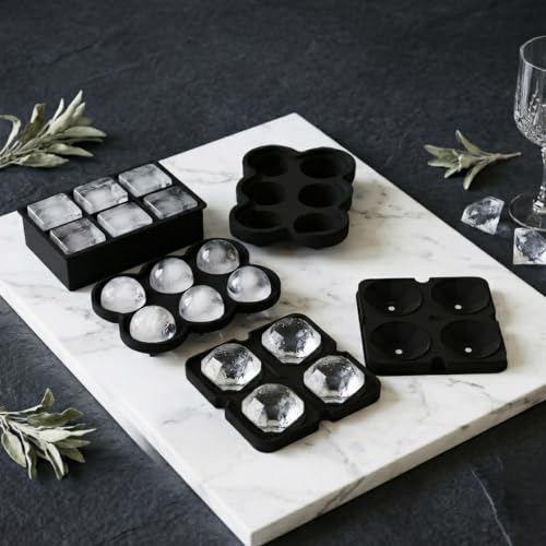 Image of Lifelong Ice Cube Tray - Set of 3 | Silicone Ice Moulds for Freezer | Square, Round & Diamond | Food-Grade, Leakproof, Easy Release | Large Cubes for Cocktails, Yogurt, Ice Cream(-30C to 280C)