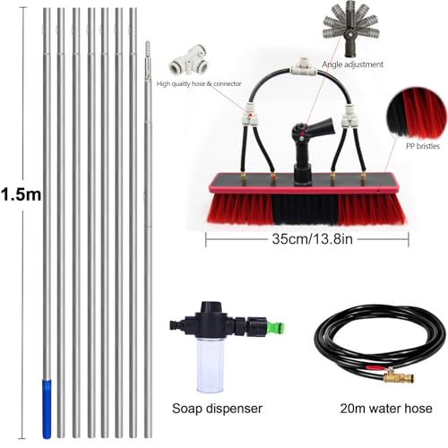 Brosse de nettoyage télescopique à eau pour nettoyer les hauteurs en sécurité - 5