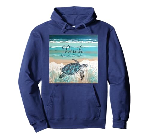 Duck North Carolina Outer Banks Sea Turtle Beach Decoración azul Sudadera con Capucha