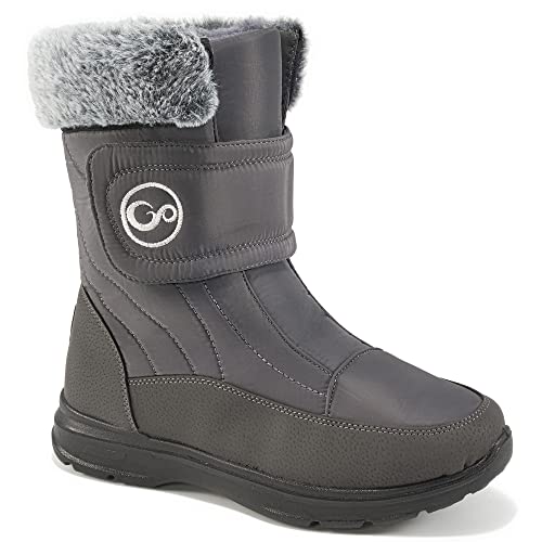 Snow Boots for Womens Winter Shoes: Warm Fur Lining Mid Calf Boots Women Anti Slip Waterproof Hook Loop Comfortable Outdoor Boot