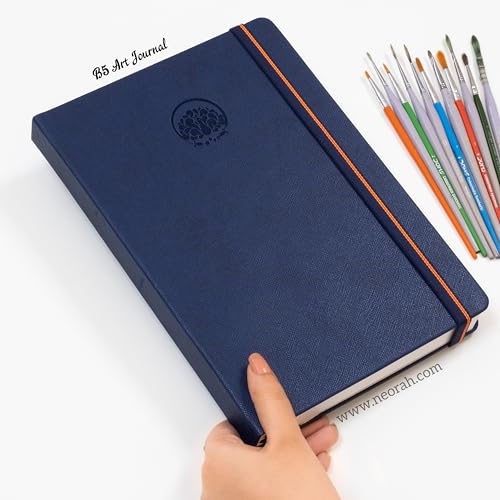 Image of NEORAH - B5 - ART JOURNAL | 200Gsm Dotgrid Notebook |160 Pages(25.0 x 17.5 cm) | Lay Flat |Hard Cover Bullet - Journal|3 Bookmarks |Elastic Closure | Inner BackPocket | Ideal- (DARK BLUE)