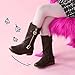 DREAM PAIRS Girls Faux Fur Lining Knee High Winter Motorcycle Riding Boots Toddler/Little Kid/Big Kid,Size 13 Little Kid,Brown,KNICE