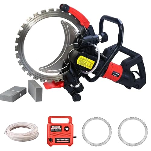 Electric Circular Saw 8980W Brushless DC Motor, 12-Inch Diamond Blade, Wet/Dry Dust-Free Cutter for Renovation and Roadwork, 29cm Deep Cut, Includes 2 Blades
