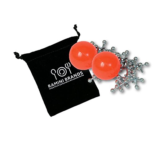 Ramini Brands Classic Ball and Metal Jacks Game Set with Velvet Carry Pouch and User's Guide