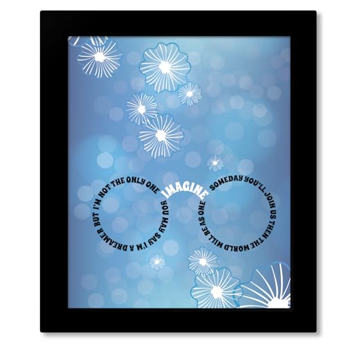 Imagine Song - Inspired Lyrics Art Print - Thoughtful Music Quote Wall Artwork Hanging for Music Enthusiasts (10"L x 8"W, Print with Frame)