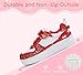 LUCKY STEP Girl's Glitter Sneakers Slip On Hook and Loops Athletic Sparkly Beads Casual Tennis School Party Cute Running Shoes for Children/Girls/Kids(White/Red,Little Kids 13)