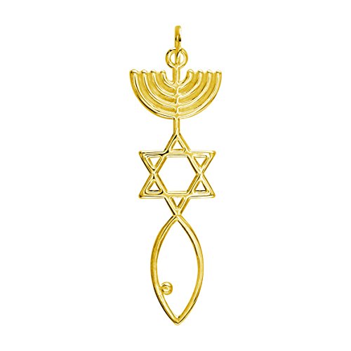 SZIRO Large Size Messianic Seal Jewelry Charm in 14K Yellow Gold