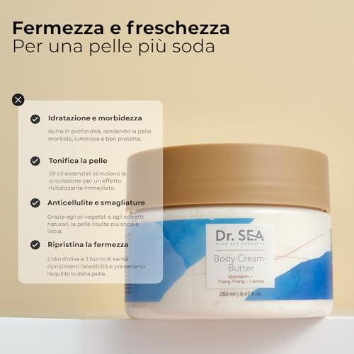 Dr. Sea - Burro Corpo Ultra-Idratante Mandarino, Ylang-Ylang & Limone - Nutre, Tonifica & Rivitalizza - Texture Ricca & Non Grassa - 250Ml - 2