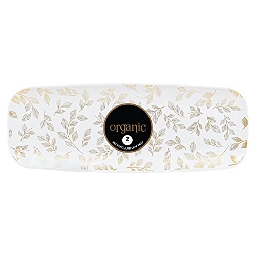 Plasticpro Plastic Serving Trays - White Serving Platters With Organic Floral Design Rectangle 5 X 17.5 Disposable Party Dish Pack Of 2 #TOP4