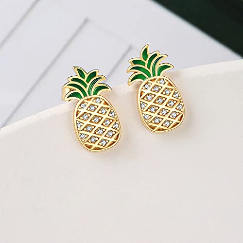 Pineapple Earrings 925 Sterling Silver Hypoallergenic Fruit Stud Earrings Jewelry Gifts for Women4