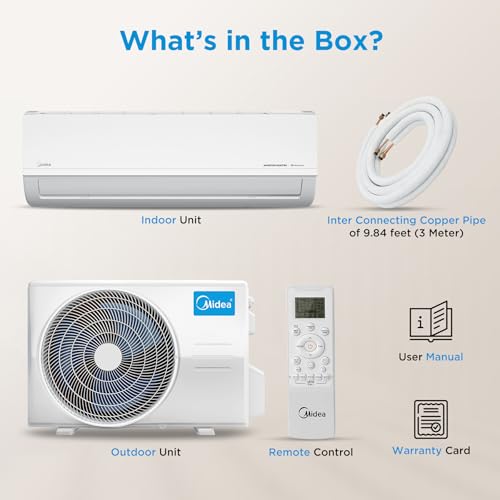 Midea 1.5Ton 5S,New Star rated, Inverter Split AC (Copper,Convertible 6-in-1 with Auto Intelligence,Turbo Mode for Faster Cooling, Auto Clean & HD+PM 2.5 Filter,Santis Max RYL-MAI18SR5R36F0,White) 10 41aus7zejBL