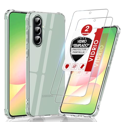 LeYi Funda para Samsung Galaxy A56/A 56 5G 5 G con [2-Unidades] Cristal Templado, Carcasa Armor Silicona Soft Skin TPU Case Antigolpes Cover, Transparente