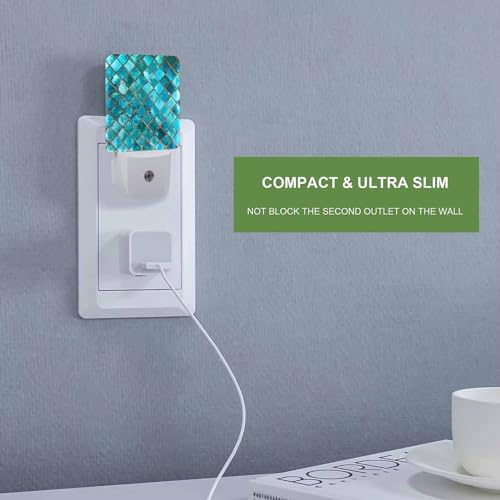 Image of LED Night Light,Square Bright Glass Mosaic LED Night Light Plug into Wall with Dusk to Dawn Light Sensor White Energy Efficient Nightlight for Bedroom Bathroom Hallway Living Room Kitchen