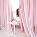 SOFJAGETQ Pink Blackout Curtains with Sheer Overlay, 2 Panels, Thermal Insulated & Soundproof, Lace Trim for Bedroom, Nursery, Living Room - Modern Pink Drapes, Room Darkening Curtains, 52x84 Inches