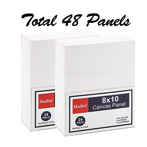 Madisi Painting Canvas Panels 48 Pack, 8X10, Classroom Value Pack Art Canvas #TOP1