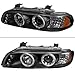 Dual Halo Projector Headlights (Black Housing/Clear Lens) Made for and Compatible with 1996-2003 BMW E39 5 Series