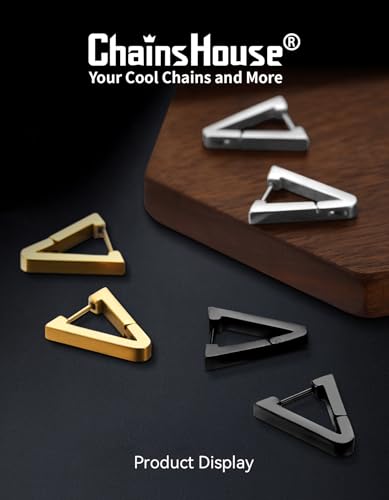 ChainsHouse Stud Earrings for Men Women,316L Stainless Steel/18K Gold/Black Metal, Punk Hypoallergenic Surgical Huggie Hoop Earrings Mens Jewelry Piercing Hoop Earrings3