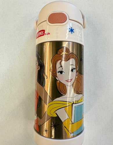 Image of THERMOS FUNTAINER Water Bottle with Straw - 12 Ounce - Kids Stainless Steel Vacuum Insulated Water Bottle with Lid, Princesses