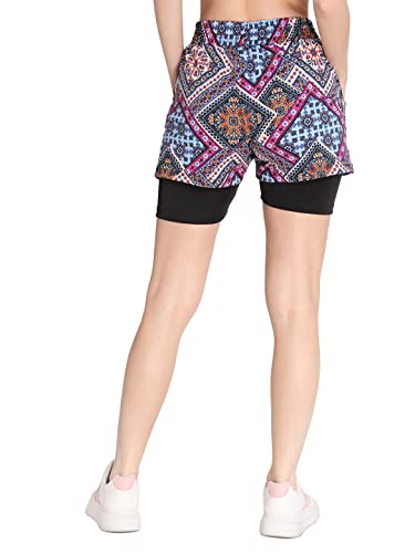Image of CHKOKKO Gym Shorts for Women Workout Sports Running Quick Dry Fit Double Layer Inner Compression with Pockets Breathable Lightweight Wear
