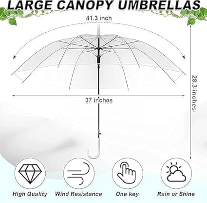 Image of Windproof Transparent Automatic Foldable Umbrella - Clear Rain Umbrella for Daily Use, Office, College, Shopping & Travel, Lightweight & Portable