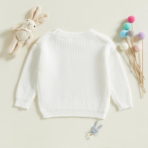 Toddler Girls Knit Easter Sweater Long Sleeve Bunny Carrot Embroidery Pullover Knitwear4
