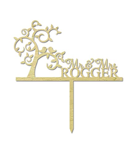 Mr And Mrs Cake Topper Wood Cherry Blossom Tree Rustic Wedding Cake Topper Cake Decoration 7"-8" Inches Wide #TOP10