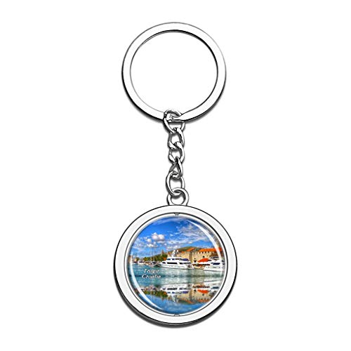 Preisvergleich Produktbild Hqiyaols Keychain Kroatien Altstadt Trogir Trogir Kristall Drehen Rostfreier Stahl Schlüsselbund Reisen Stadt Andenken Schlüsselring
