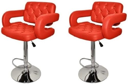 SMTE MAK Faux Leather Luxury Barstools with armrests - set of 2 - Red with keychain