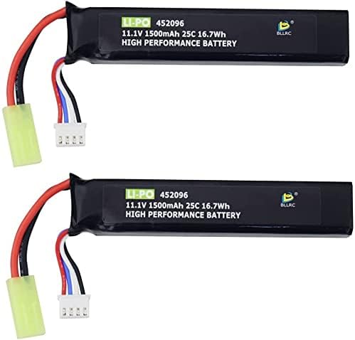 2PCS 3S 11.1V 1500mAh 452096 Lithium Battery with Odamiya Connector Suitable for Airsoft G36C, CAR15, MP5A5, M249, MC51, FNP90, G3A4 Upgrade Modification Toy Electric Guns, Air Guns, Rifles