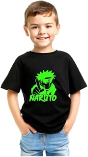 SH PRINT Glow and Dark Anime Character Toddler Cotton T-Shirt, Sort Sleeve, Black, Casual Wear Kid T-Shirt Price In India