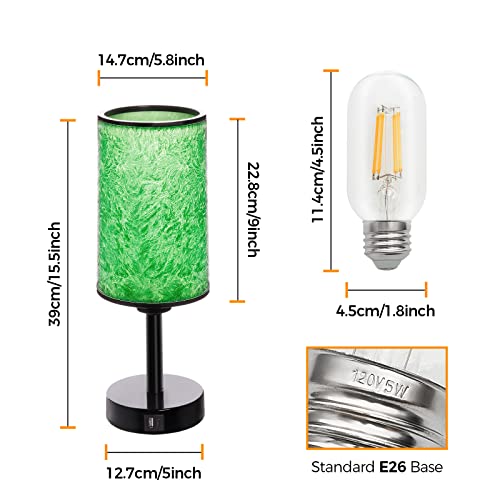 Kayleemia Beside Lamp With Usb Pd Ports Touch Control Usb A+C Charging Ports Nightstand Table Lamp Bedroom Living Room Office Reading Green #TOP3
