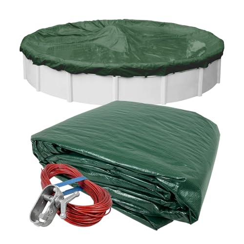Pool Mate 15 ft Classic Green Winter Pool Cover for Above Ground Pools, 4 ft Overlap (19 ft Cover Size), Solid 8 x 8 Scrim, 2.36 oz/yd2, 10-Year Warranty, Style: 3215-4-PMA