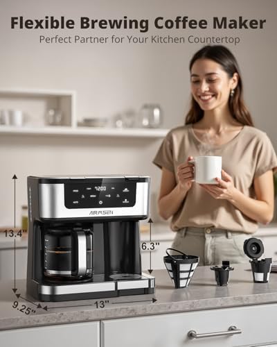 Alt Text for image 2: Close-up of AIRMSEN Coffee Maker touchscreen control panel