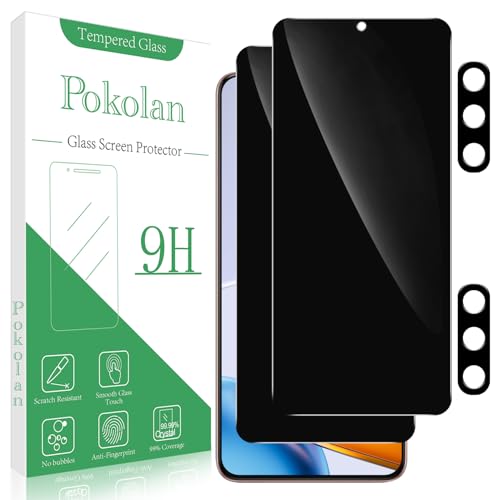 Pokolan [2+2 Pack for Samsung Galaxy S21, Galaxy S21 5G Privacy Screen Protector with Camera Lens Protecor, Anti Spy Private Tempered Glass Film, 9H Hardness, Bubble Free, Case Friendly