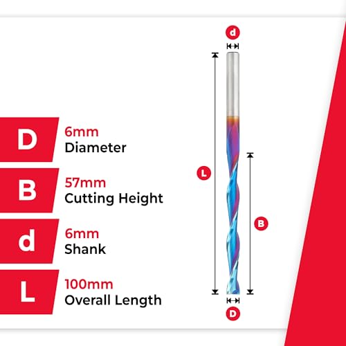 Fraise à défoncer en mousse carbure 6 mm queue 6 mm hélice spirale