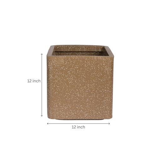 Image of ROTO Box Square Planter Pot Set | Premium LLDPE Outdoor Indoor Plant Pots | Modern Decorative Garden Planters for Home Balcony Office Patio (Dot Brown, 1 - (12X12X12 inch), Set of 2)