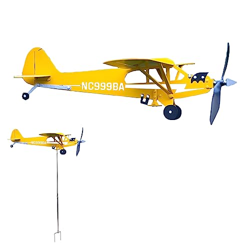 SDFRT Magic Metal Kinetic Hollow Airplane Weathervane, Kinetic Metal Wind Spinners for Yard and Garden, 3D Kinetic Wind Spinner Wind Catchers Sculpture, Airplane Weathervane (32×32x70cm)