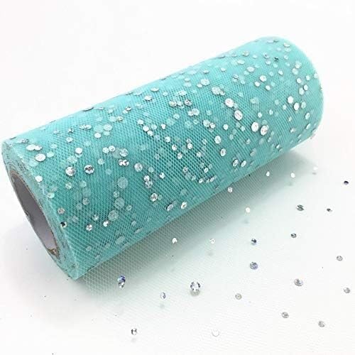 Fournitures fête anniversaire : rouleau de tulle bleu roi pailleté DIY