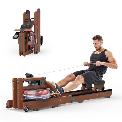 MR. CAPTAIN Water Rowing Machine for Home - Wooden Design with 400LBS Capacity, Bluetooth App...