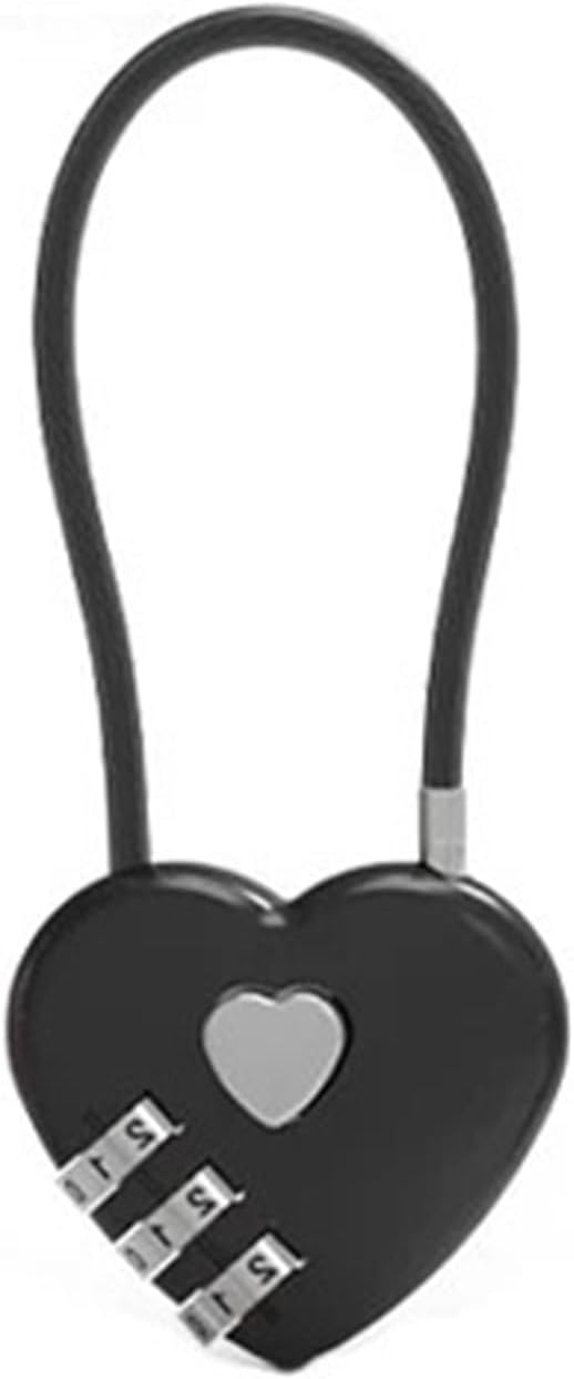 Heart Combination Padlock for Bag Cabinet Box 3 Code Password Lock ZS30 1Pcs(Blue)