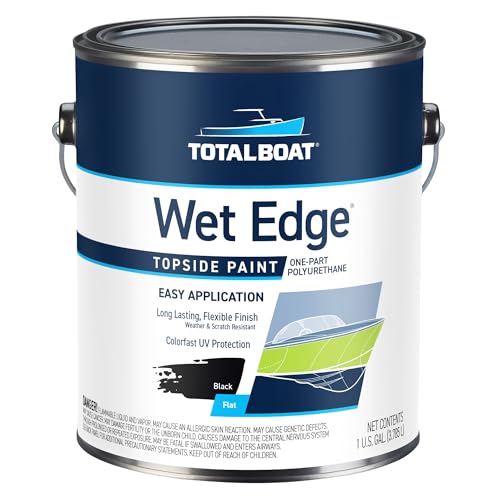 TotalBoat Wet Edge Topside Marine Paint Premium Polyurethane Coating for Boats, RVs, Exterior Trim, Fiberglass, Metal, and Wood (Flat Black, Gallon)