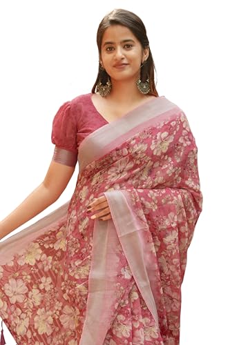 Image of MIRCHI FASHION Saree for Woman Cotton Blend Printed | Traditional Ethnic Sari for Ceremonial Use and Farewell with Blouse Piece