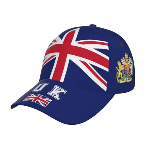 Casquette de baseball avec drapeaux nationaux pour homme et femme, casquette de protection solaire réglable à la mode, casquette de camionneur, casquettes patriotiques, Drapeau du Royaume-Uni, Taille