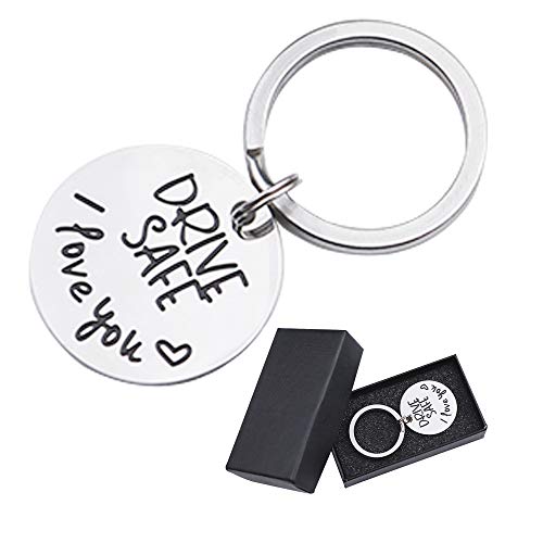 Keychain for Husband Dad Boyfriend Gift Drive Safe Personalized Father's Day Key Chain I Need You Here with me Men(Silver-O, Silver-O)