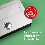 Grothe Przycisk dzwonka do drzwi z dużą tabliczką na nazwisko, podtynkowy, oświetlenie LED, aluminiowa powierzchnia ETA 641 (po montażu nie są widoczne śruby, łącznie z ramą natynkową)