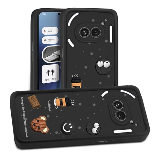 Image of AESTMO Back Case Cover for Nothing Phone 2A / 2A Plus | Cute Fun Cartoon 3D Ball | Coffee Silicone Case | Full Body Protection | Camera Protection Back Cover for Nothing Phone 2A / 2A Plus (Black)